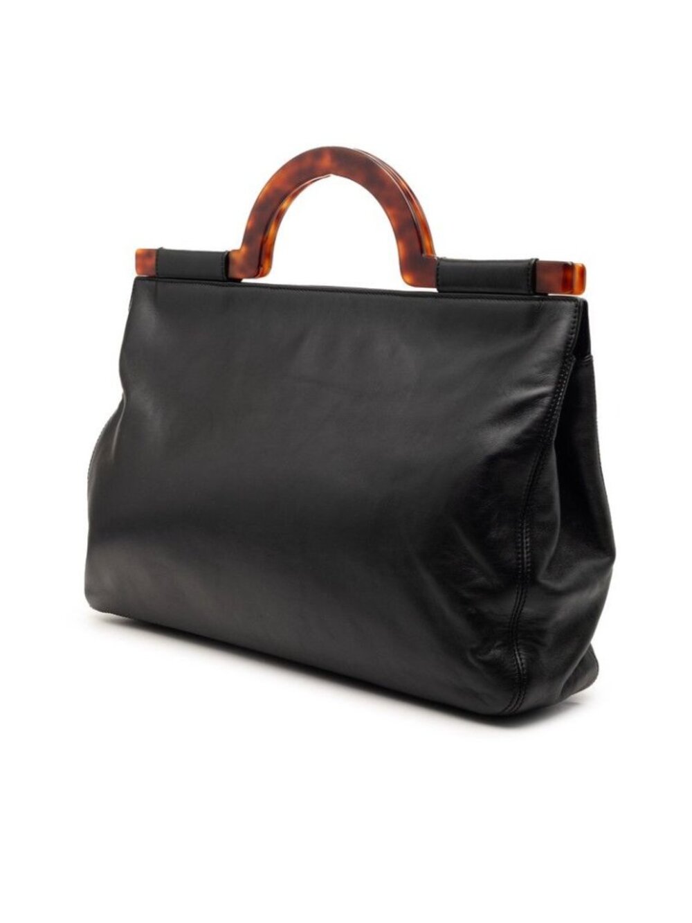 ★SOLD★ Chanel CC Logo Tote Black Brown Lambskin - Picture 2 of 7